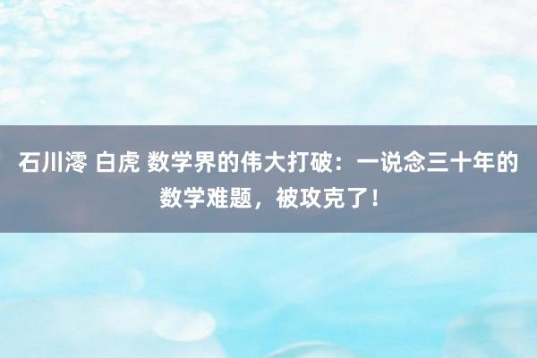 石川澪 白虎 数学界的伟大打破：一说念三十年的数学难题，被攻克了！